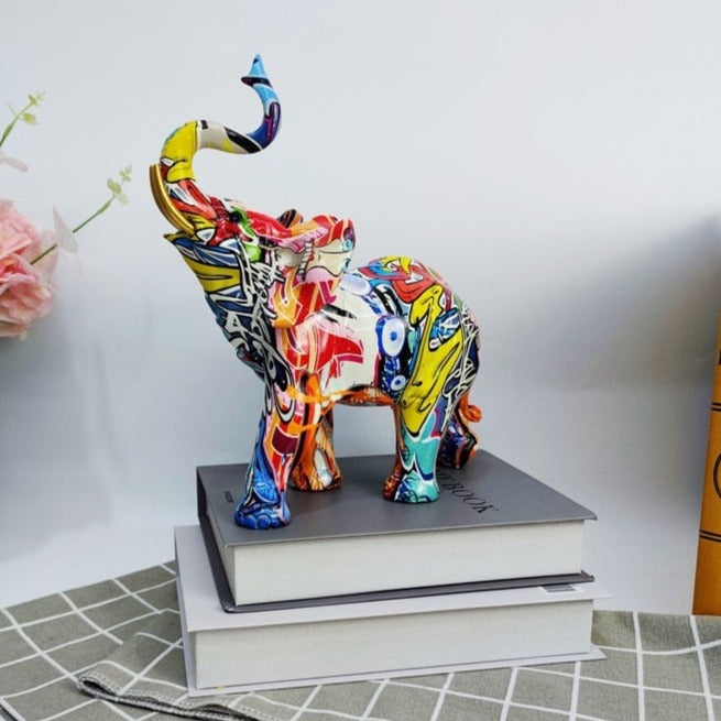 Graffiti elephant sculpture